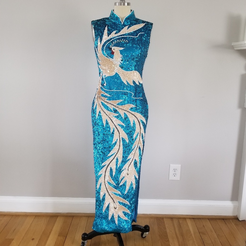 Rare Vintage 1960s Sequined Cheongsam Size XS/S